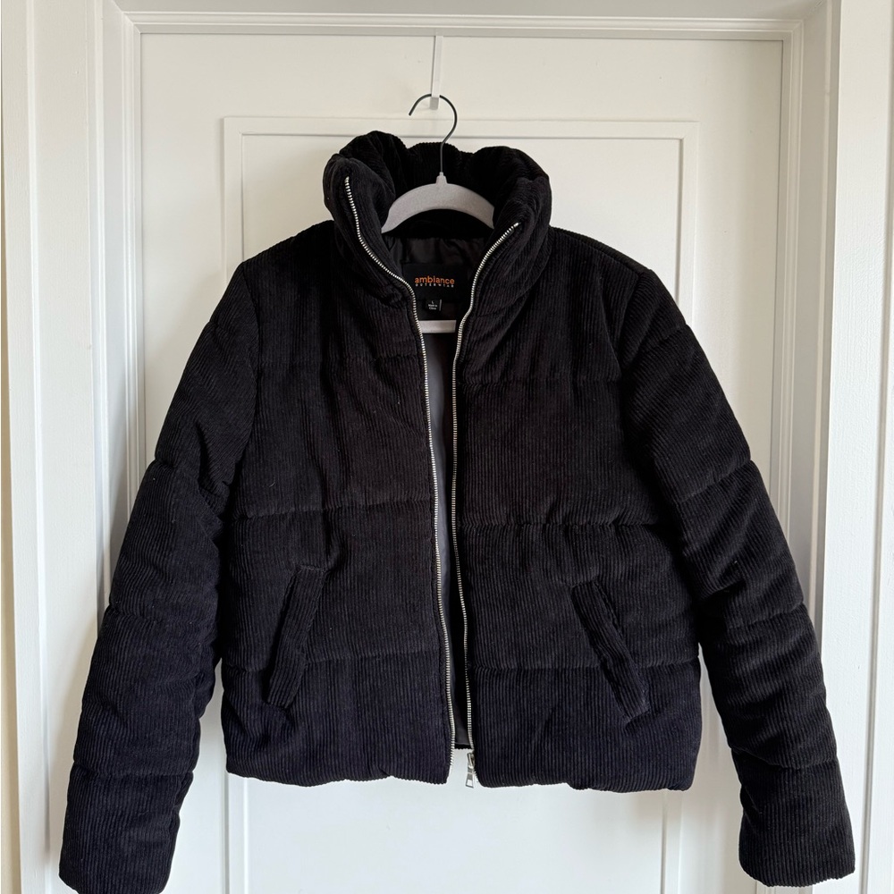 Black Corduroy Puffer Jacket